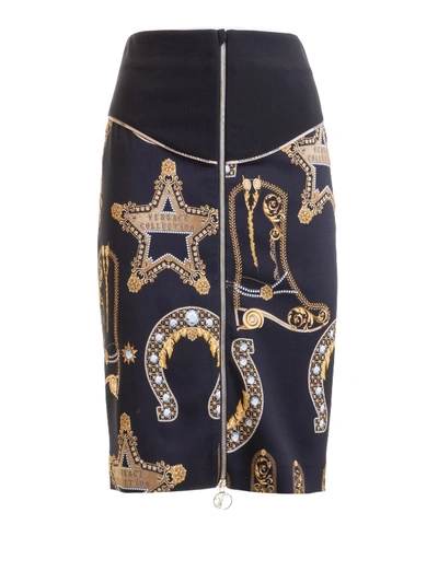 Shop Versace Baroque Print Skirt In Black