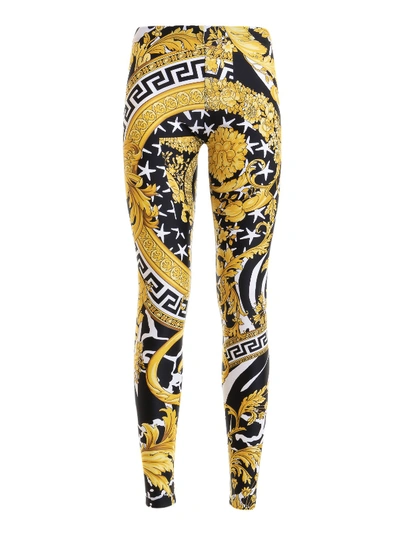 Shop Versace Savage Barocco Motif Leggings In Multicolour