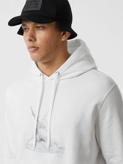 Shop Burberry Cupid Print Cotton Oversized Hoodie In White