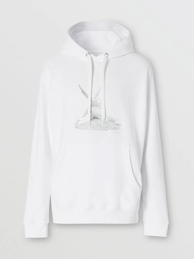 Shop Burberry Cupid Print Cotton Oversized Hoodie In White