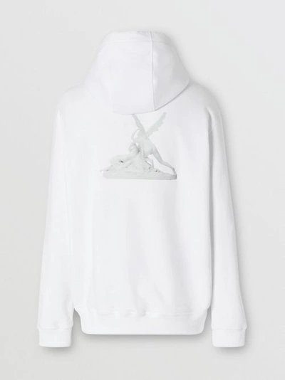 Shop Burberry Cupid Print Cotton Oversized Hoodie In White