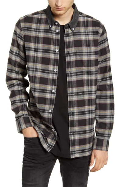 Shop Wesc Olavi Plaid Button-down Flannel Shirt In Black