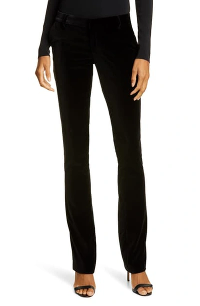 Shop Alice And Olivia Hayley Bootcut Velvet Pants In Black