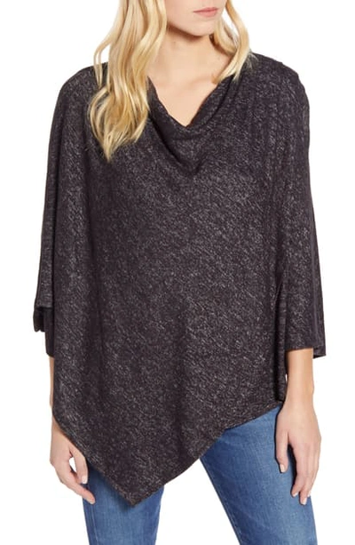 Shop Bobeau Cozy Poncho Top In Raven Black Mix