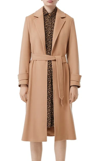 Shop Burberry Sherringham Cashmere Wrap Coat In Modern Beige