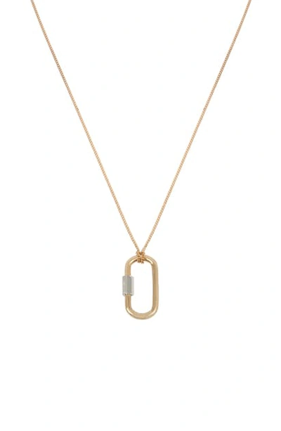 Shop Allsaints Carabiner Pendant Necklace In Gold/ Silver