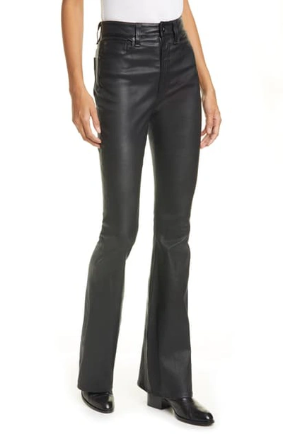 Shop Rag & Bone Jane Super High Waist Leather Flare Pants In Black