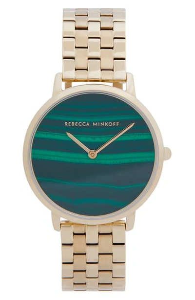 Shop Rebecca Minkoff Major Bracelet Watch, 35mm In Gold/ Green/ Gold