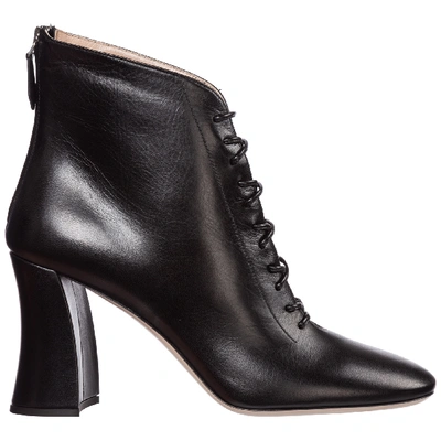 Shop Miu Miu Women's Leather Heel Ankle Boots Booties In Black