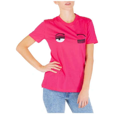 Shop Chiara Ferragni Women's T-shirt Short Sleeve Crew Neck Round Flirting In Pink