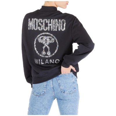 Shop Moschino Women's Sweatshirt Zip Up In Black