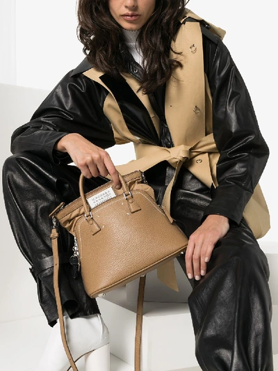 Shop Maison Margiela Brown Leather Tote Bag