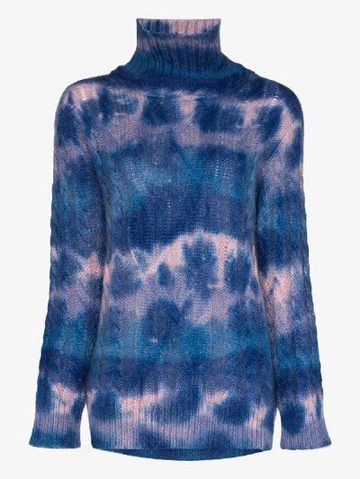 Shop Moncler Blue Turtleneck Knit Sweater