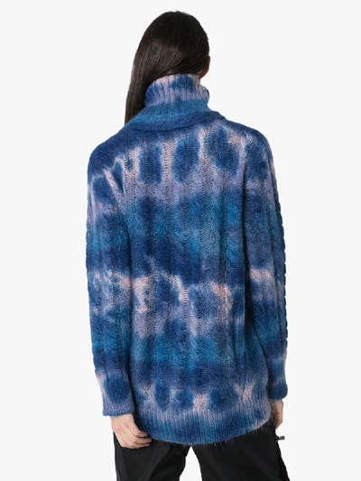 Shop Moncler Blue Turtleneck Knit Sweater
