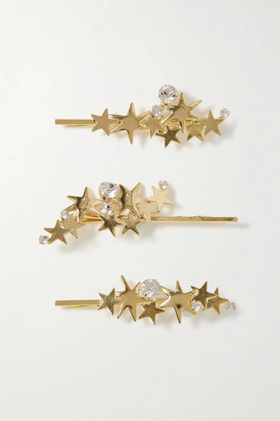 Shop Lelet Ny Modern Stars Set Of Three Gold-tone Crystal Hair Slides