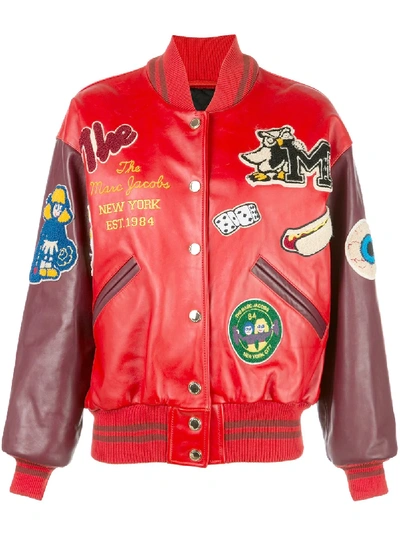 Shop Marc Jacobs The Varsity Patchwork Jacket In Red
