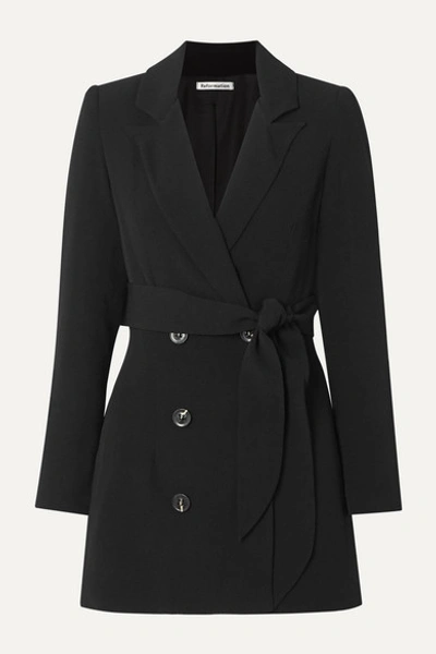 Reformation Cole Double breasted Woven Mini Dress In Black ModeSens