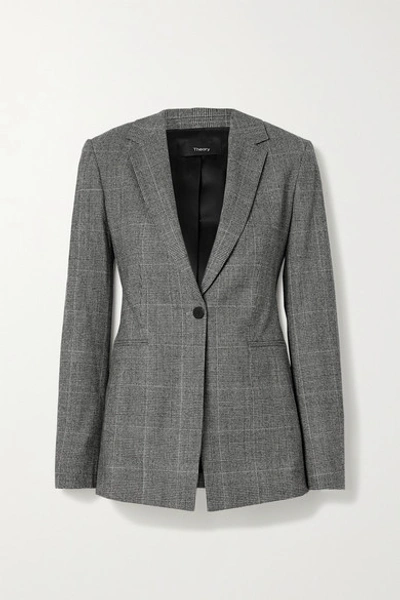 Shop Theory Prince Of Wales Checked Wool-blend Blazer In Gray