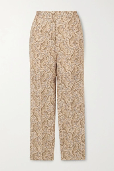 Shop Etro Paisley-print Wool And Silk-blend Straight-leg Pants In Ivory