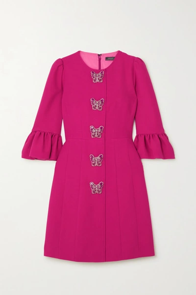 Shop Andrew Gn Embellished Cady Mini Dress In Fuchsia