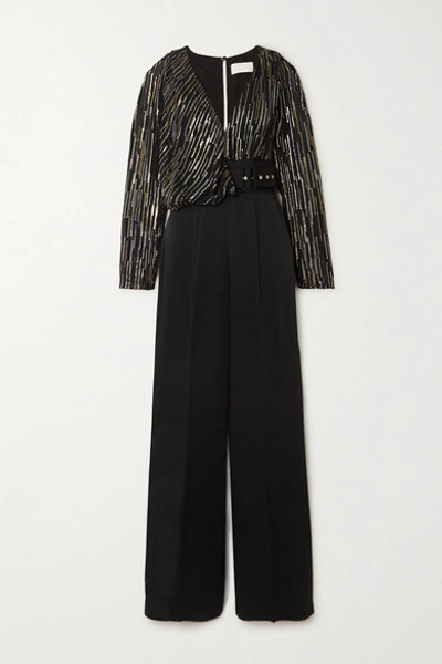 Shop Peter Pilotto Silk And Lurex-blend Fil Coupé Chiffon And Cady Jumpsuit In Black