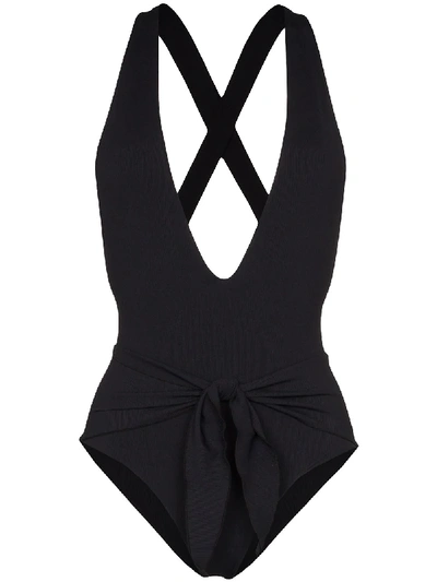 Shop Juillet Georgia Tie-waist Swimsuit In Black