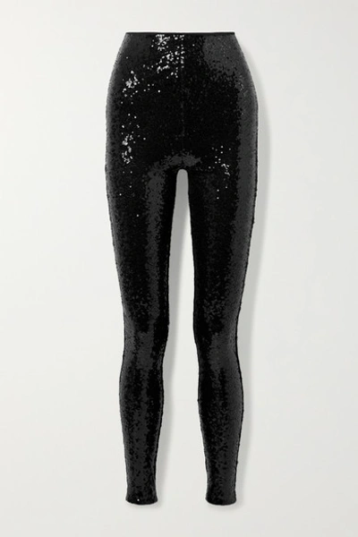 Shop Commando Sequined Stretch Leggings In Black