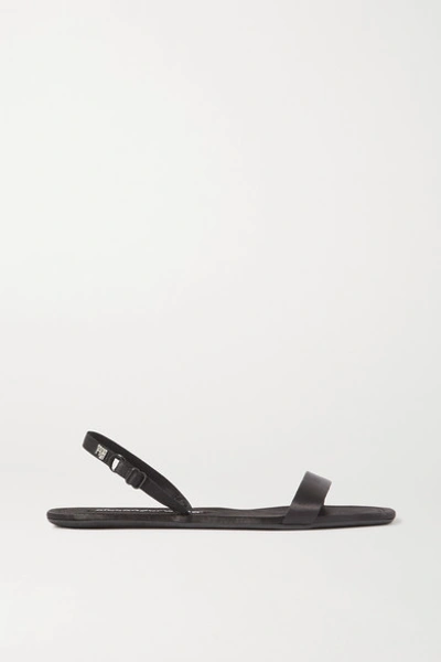 Shop Alexander Wang Ryder Logo-embellished Satin Slingback Sandals In Black