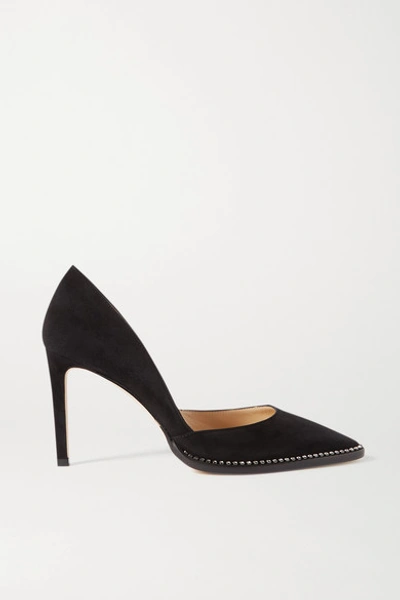 Shop Jimmy Choo Babette 85 Crystal-embellished Suede Pumps In Black