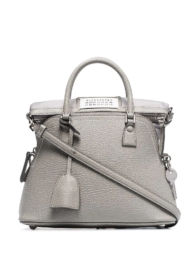 Shop Maison Margiela Leather Tote Bag In Grey