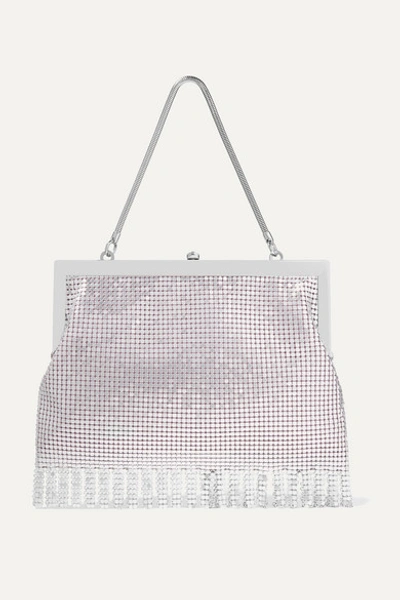 Shop Hvn Zoe Fringed Chainmail Tote In Silver