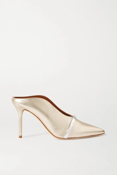 Shop Malone Souliers Constance 85 Metallic Leather Mules In Gold