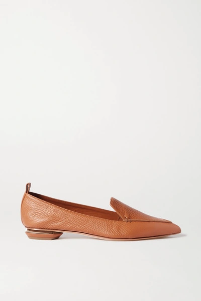 Shop Nicholas Kirkwood Beya Textured-leather Loafers In Tan