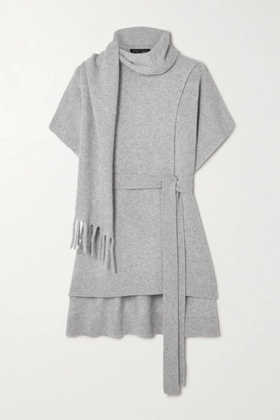 Shop Proenza Schouler Belted Draped Cashmere Sweater In Light Gray