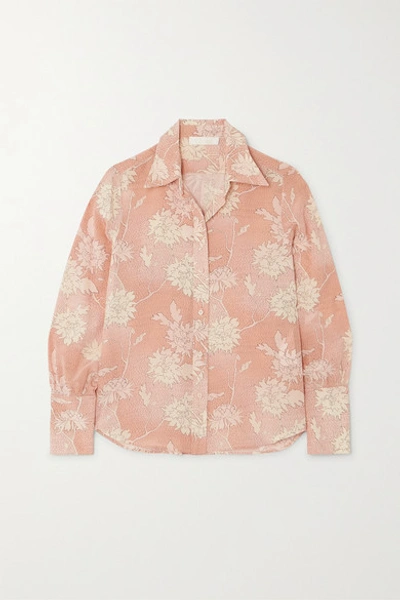 Shop Chloé Floral-print Silk Crepe De Chine Blouse In Pink