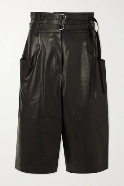 Shop Proenza Schouler Belted Leather Shorts In Black