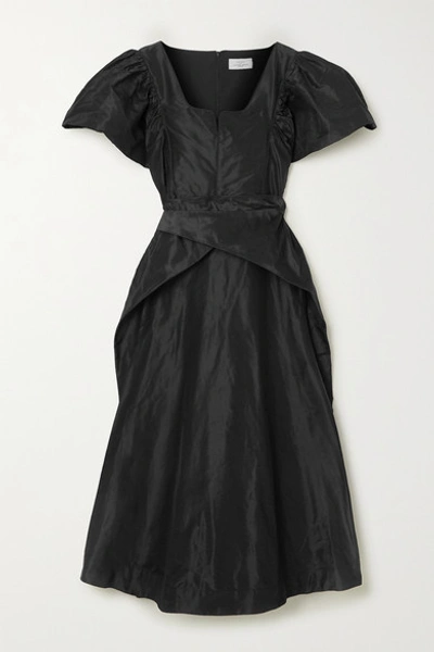 Shop Preen By Thornton Bregazzi Jayda Silk-taffeta Midi Dress In Black