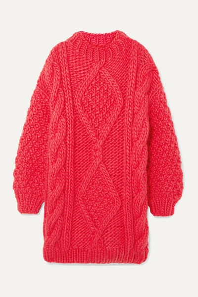 I Love Mr Mittens Diamond Oversized Cable-knit Wool Jumper In Pink |  ModeSens