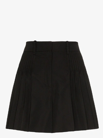 Shop Valentino Pleated Wide Leg Shorts In Black