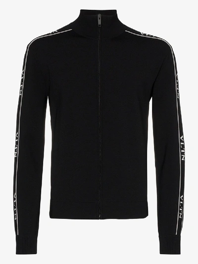 Shop Valentino Ticker Logo Zipped Track Jacket - Men's - Polyamide/viscose In Black