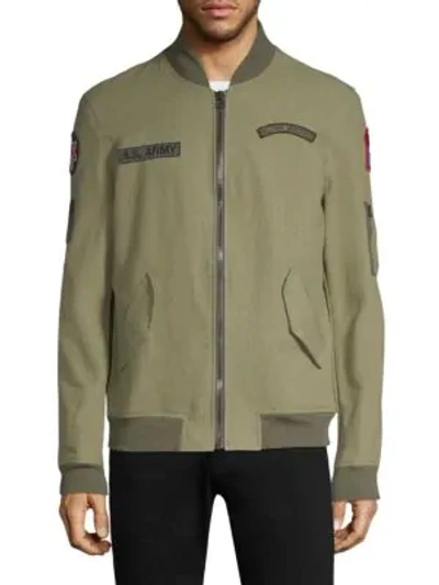 Shop As65 Men's Patchwork Cotton Bomber Jacket In Dark Green