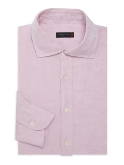 Shop Corneliani Cotton & Linen Dress Shirt In Pink