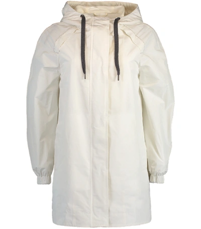 Shop Brunello Cucinelli Hooded Taffeta Jacket In Chalk