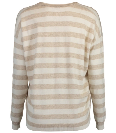 Shop Brunello Cucinelli Boxy Striped Knit Sweater In Natural