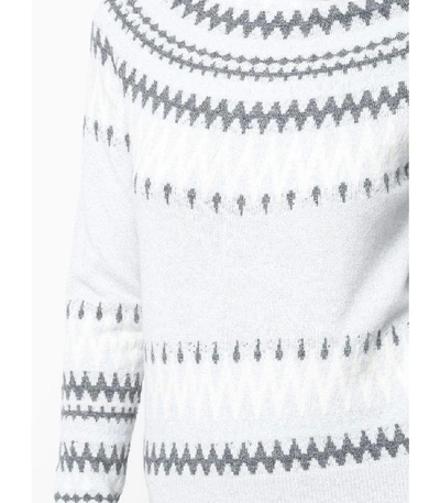 Shop Adam Lippes Crew Neck Fairisle Print Cashmere Sweater In Light Blue