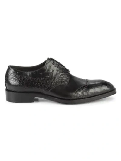 Shop Jo Ghost Croc & Snakeskin-embossed Leather Derbys In Black