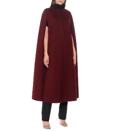 Shop Valentino Wool And Cashmere Cape In Red