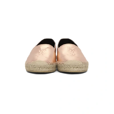 Shop Saint Laurent Pink Metallic Monogram Espadrilles In 6703 Rose P