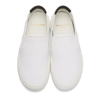 Shop Saint Laurent White Venice Slip-on Sneakers In 9061 White