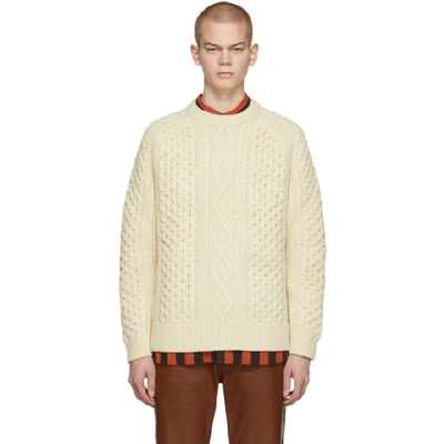 Levi's Levis Vintage Clothing Off-white Wool Aran Sweater In Creme Brule |  ModeSens
